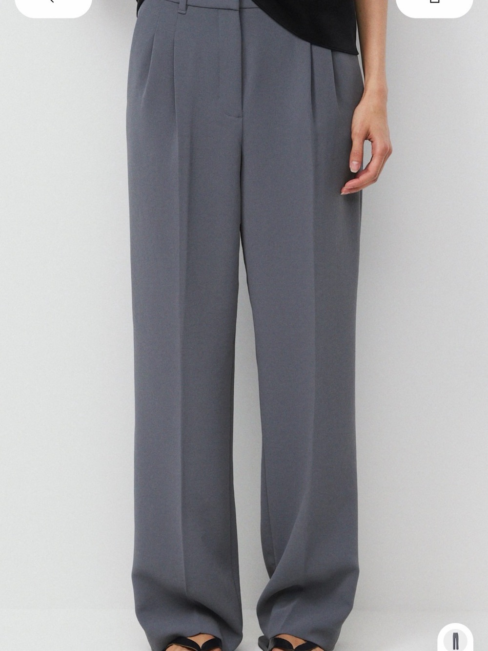 ARITZIA WILFRED COAL GREY EFFORTLESS PANTS CREPETTE WIFE LEG HIGH WAISTED